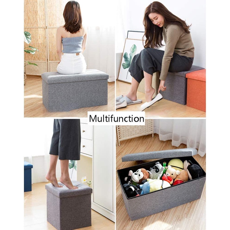 Storage Box Kotak Penyimpanan Barang Mainan Anak Buku Selimut Baju Serbaguna Dapat Diduduki Kapasitas Besar Model Sofa Foldable Storage Container Organizer Rumah Kamar