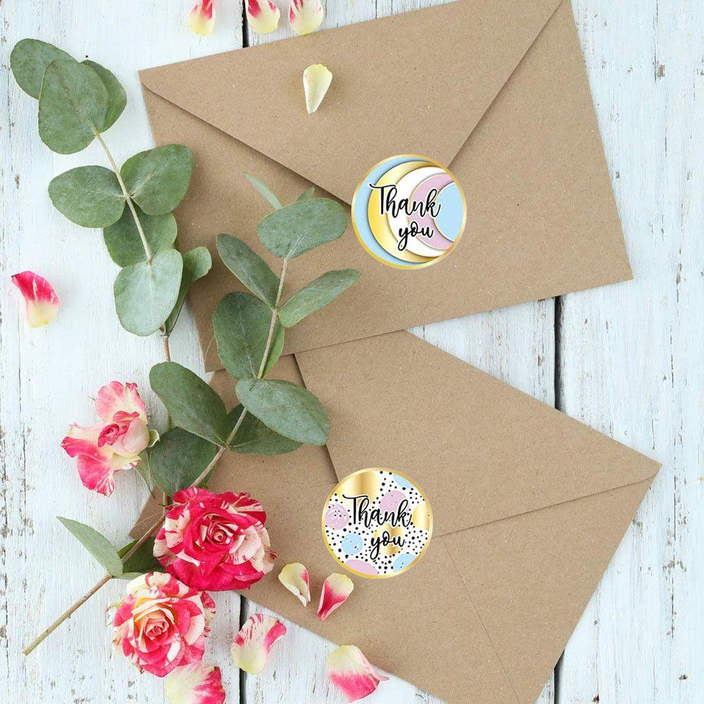 Solighter 500pcs Thank You Label Stiker Vintage Scrapbook Dekorasi Paskah Kertas Sticker