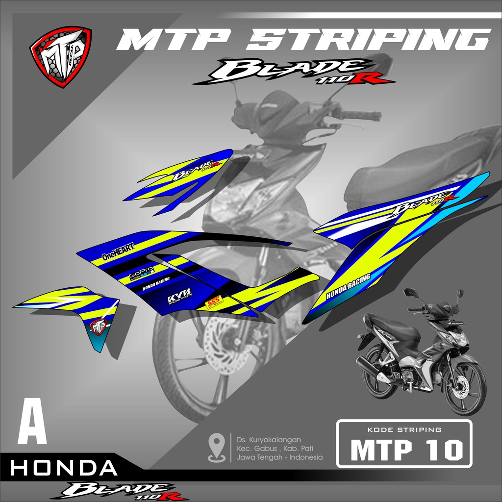 (PROMO MURAH) Sticker Striping Blade 110 Karbu- Stiker Variasi Motor Honda Blade Motif Racing Mtp 10