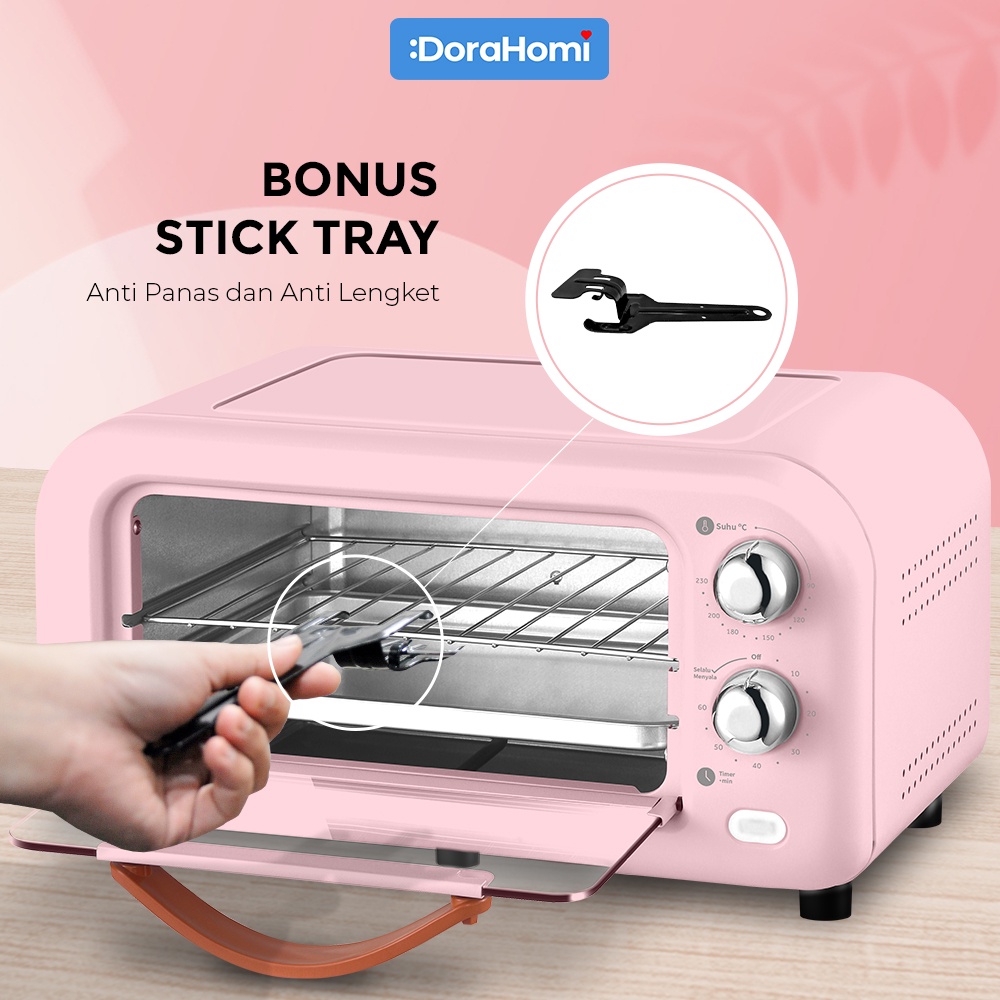 Dorahomi Oven Listrik Low Watt Electric Open Pemanggang Kue daging alat panggang Serbaguna 12 Liter