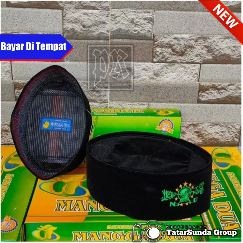 Peci Songkok Kopiah Hitam NU Nahdlatul Ulama Super Premium Logo Bordir Tinggi 9 cm 10 cm