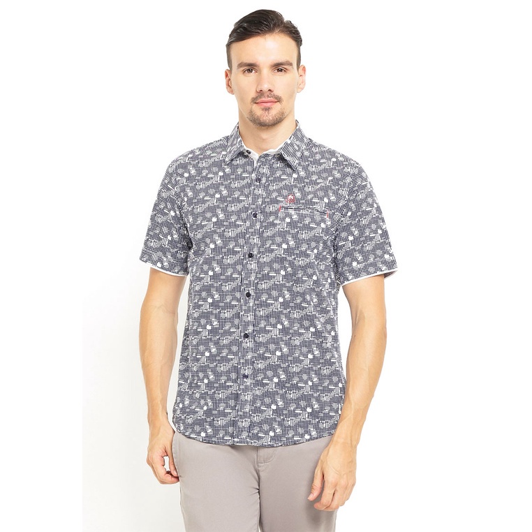 Johnwin - Kemeja Casual - Pria - SS - Abu-abu - Salur - Garis Putih - ASH.670.S880.653.C S/S