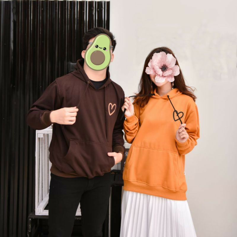 S - XXXXXL(6XL) Jaket COUPLE Hoodie Pullover LOVE CINTA SARANGHAE Sweatshirts Pria Wanita JUMBO BIGSIZE Korean OVERSIZE Hoodie Matching Wife Husband Coklat Tua &amp; Kuning Kunyit Mustard