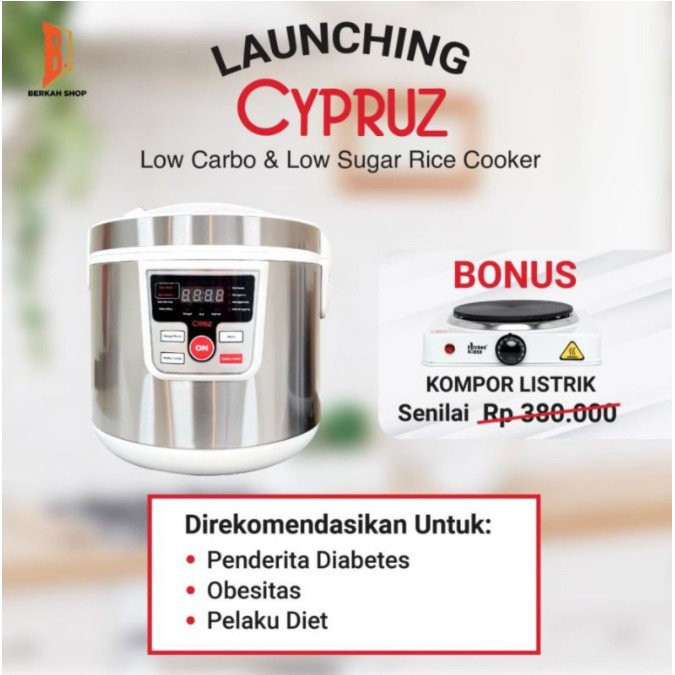 CYPRUZ Low Carb Rice Cooker - CYPRUS Rice Cooker Low Carbo - Low Sugar - Rendah Gula