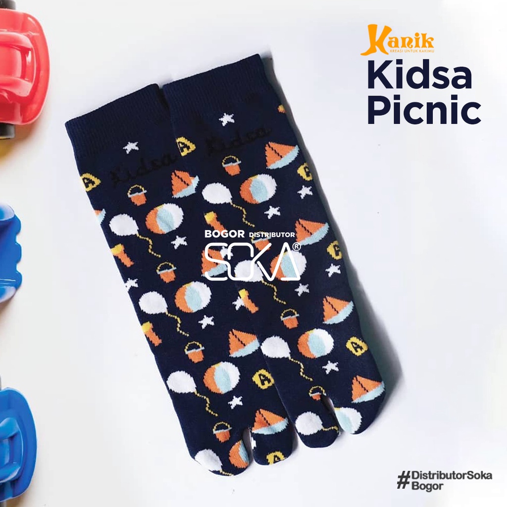 Kanik Kidsa Motif Picnic - Kaos Kaki Anak Jempol Telapak Hitam