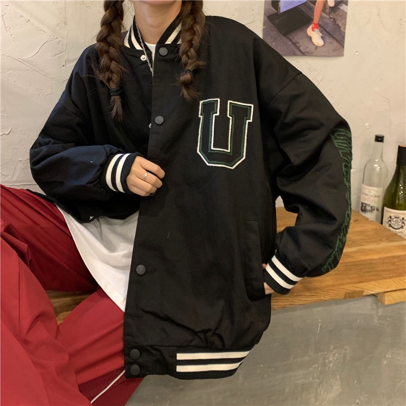 Suhao Checkerboard kotak-kotak baseball seragam wanita baru longgar cocok Amerika hip-hop goreng patch jalan jaket musim gugur jaket