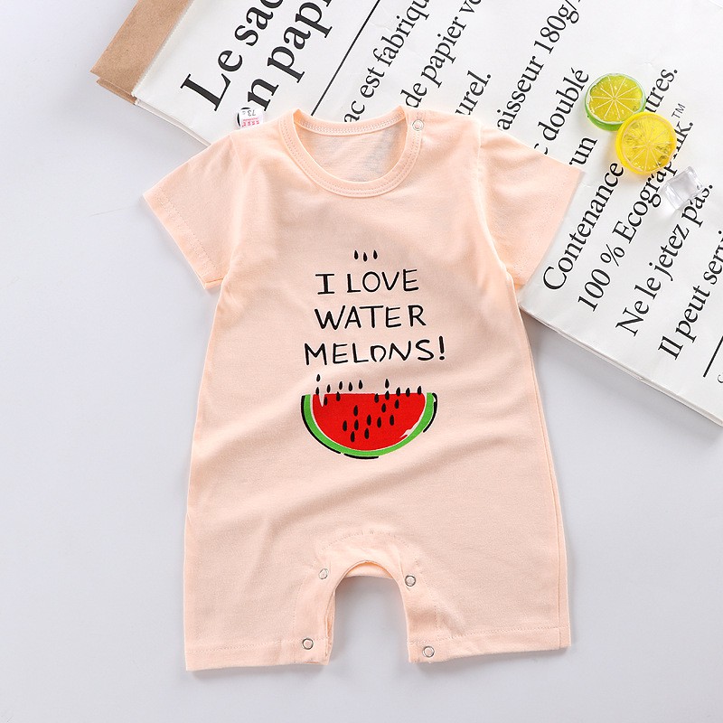 TSC - Romper Bayi Laki-Laki/Perempuan Lengan Pendek Tulisan Baby Jumper Pakaian Bayi-WATER MELON
