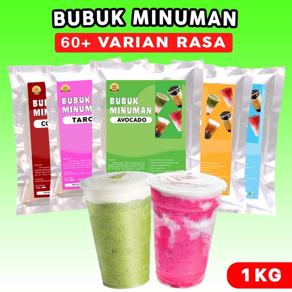 BUBUK MINUMAN ANEKA RASA 1KG / SERBUK MINUMAN RASA / BUBUK MINUMAN KEKINIAN / BUBUK MINUMAN RASA 1KG