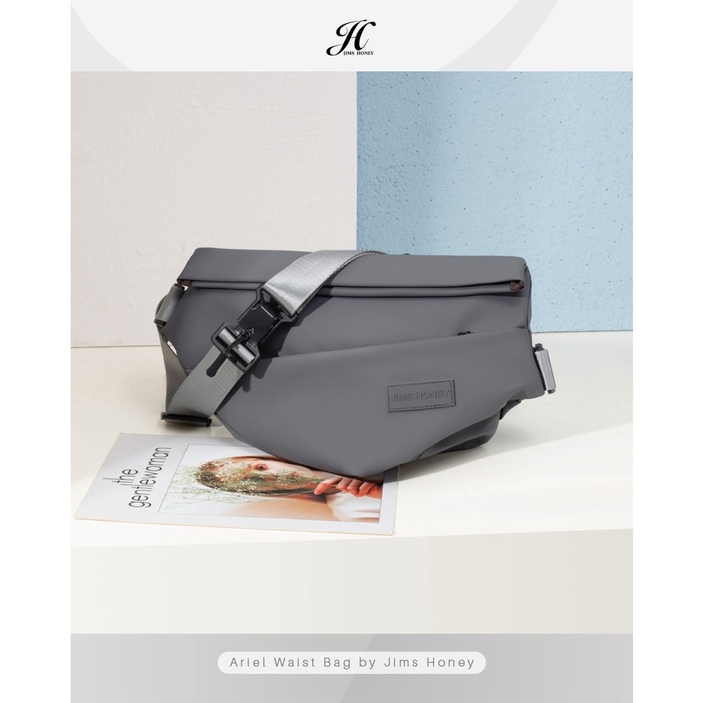 Alva Backpack Jimshoney Original Tas ransel pria wanita tas sekolah kerja anti air muat laptop cod-ARIEL WAISTBAG ABU