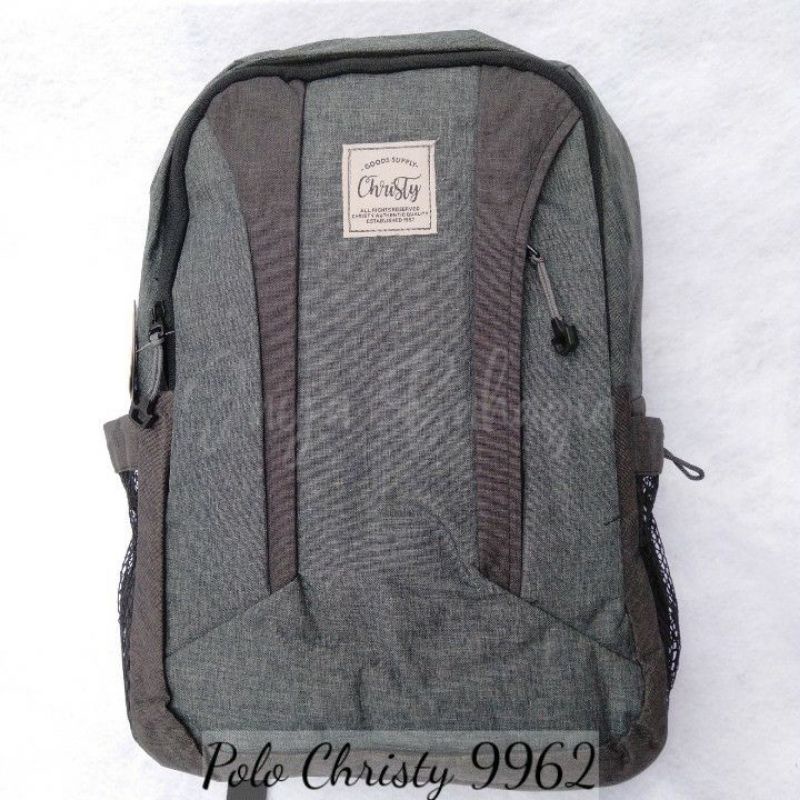 Ransel Laptop Kain Tebal Polo Christy Tas Sekolah Kuliah Kerja Pria Wanita