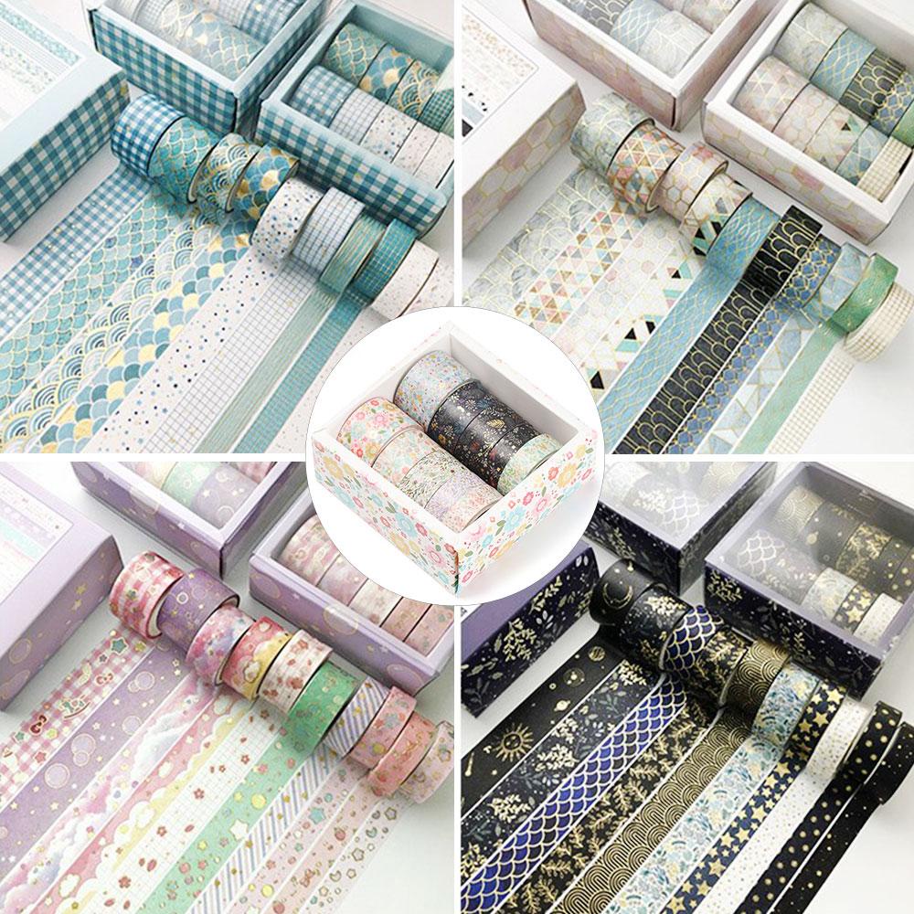 Nanas Washi Tape Bronzing Kombinasi Perlengkapan Sekolah Motif Bunga Diary Label Multi Warna Dekoratif Scrapbooking Stiker