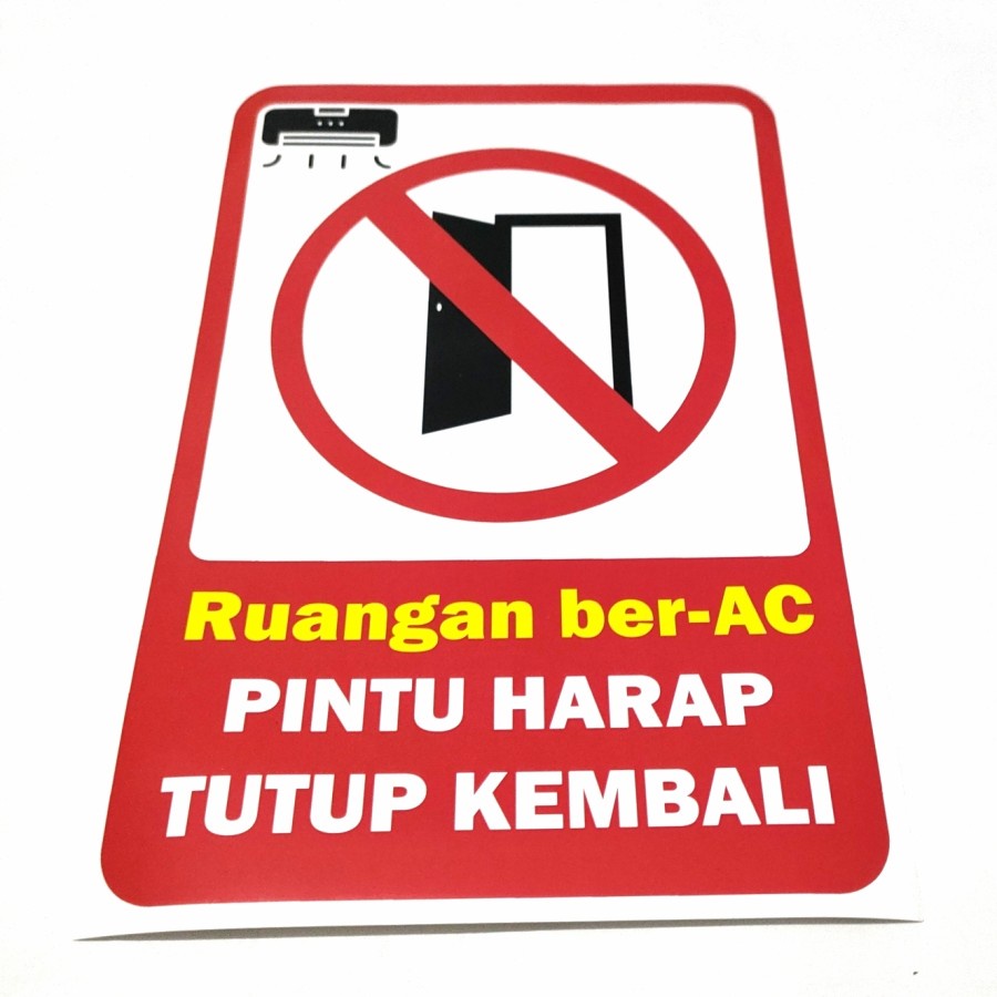 STIKER RUANGAN BER AC PINTU HARAP TUTUP KEMBALI - STICKER LABLE