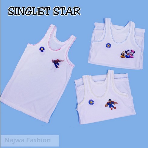 VS - Singlet Anak / Kaos Dalam Anak / Kutung Polos Putih Warna Stiker S L XL