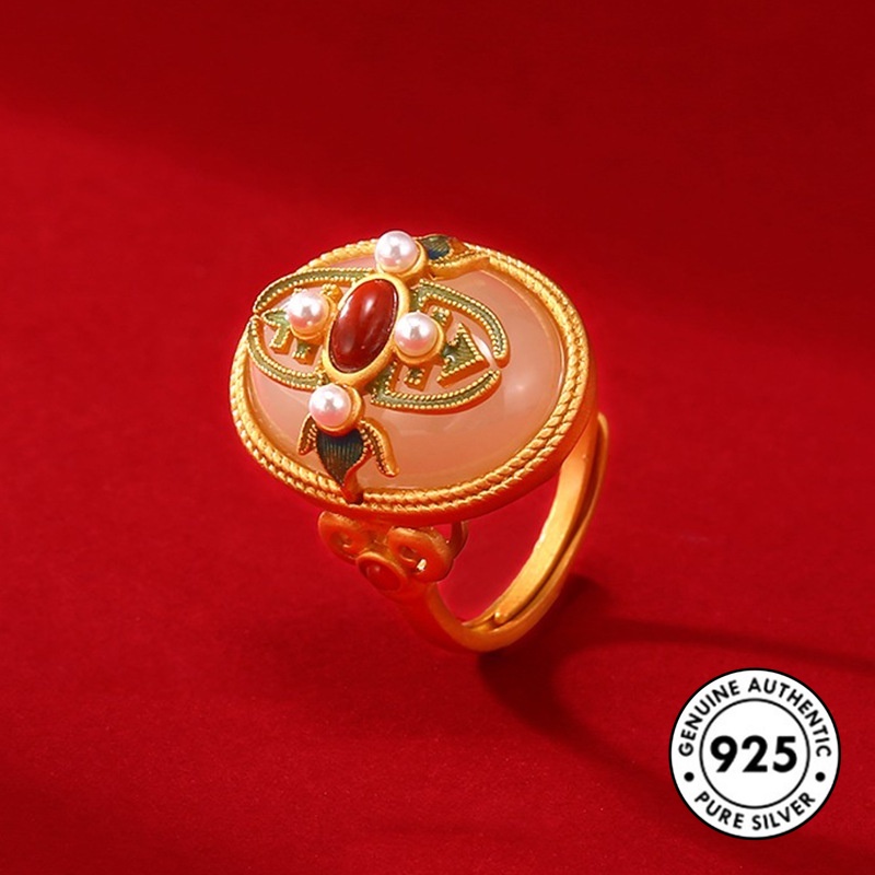 Cincin Retro Elegan Bahan Sterling Silver 925