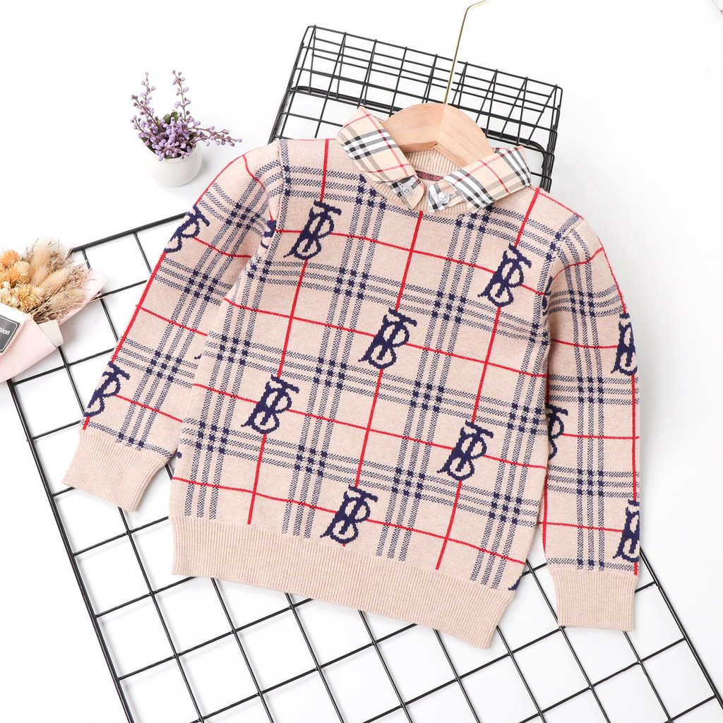 SWEATER RAJUT ANAK BURBERRY MOTIF KECIL IMPORT PREMIUM/ SWEATER ANAK IMPORT KEKINIAN
