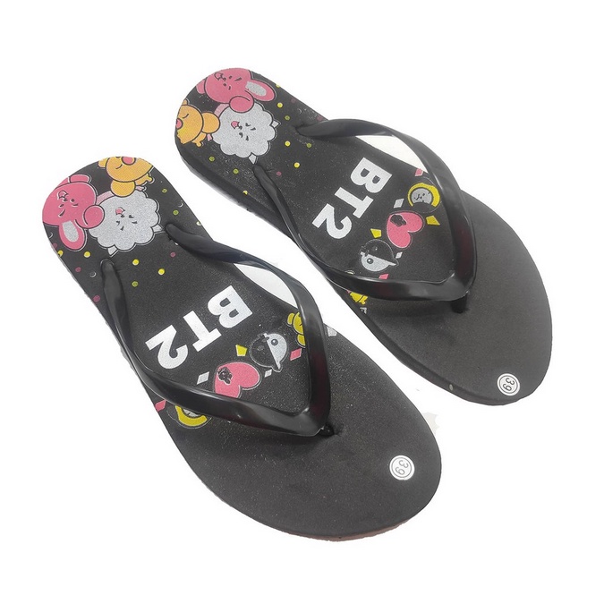 Sandal jepit motif sablon wanita