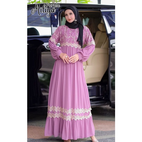 Miliya Gamis Pesta Brukat Cerutty Babydoll gaun pesta muslimah wisuda walimatul