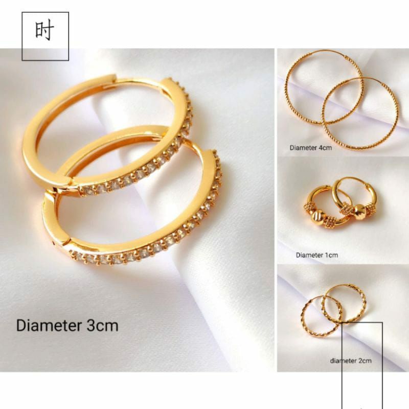 Anting Bulat Xuping Anting Hoop Emas Wanita
