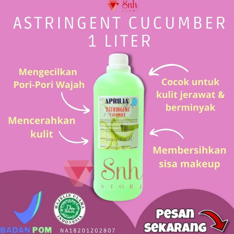 Astringent cucumber 1 Liter/toner jerawat/toner acne/pembersih jerawat/toner jerawat beruntusan/pengecil poripori wajah pria/penghilang jerawat/penghilang bekas jerawat/penghilang jerawat pria bpom/pembersih wajah/pembersih muka/Pembersih Make up/Cleanser