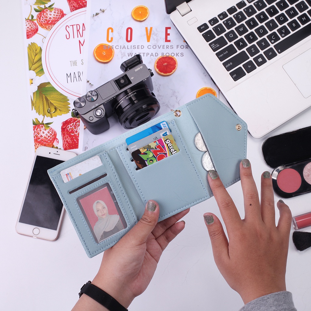 DOMPET KARTU MINI CEWEK TRENDY DOMPET WANITA SIMPLE 6  SLOT KARTU + SLOT FOTO BAHAN SINTETIS ED03