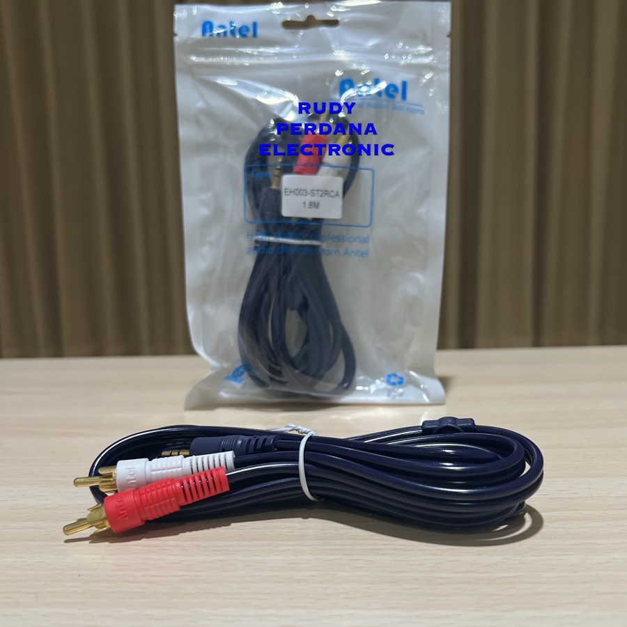 KABEL 2 JACK RCA TO 1 JACK MINI 3.5 STEREO AUX 1.8M GOLD PLATED