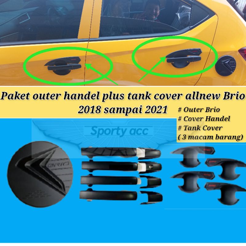 outer dan handel plus tank cover allnew brio 2019-2022up 4pintu black doff