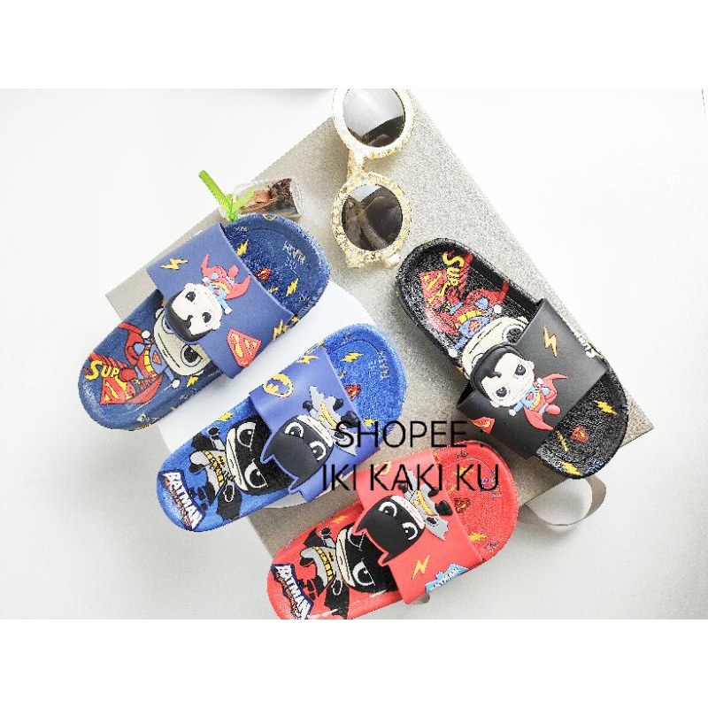 SANDAL SLOP ANAK COWO BATMAN SUPERMAN MARVEL SUPERHERO KARET LENTUR ALINA B08-9T