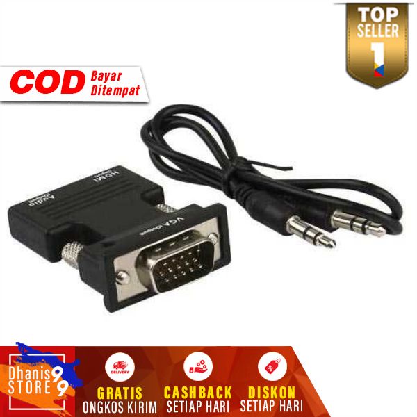 Adapter Converter HDMI Female to VGA Male 1080P Audio Port Adaptor Multifungsi Plug Audio Pengantar Suara Berkualitas