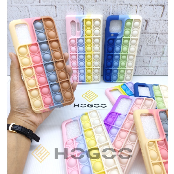 HOGOO SILICONE CASE POP IT SAMSUNG S20FE- CASE PENGHILANG STRESS PUSH IT BUBBLE CASE RAINBOW