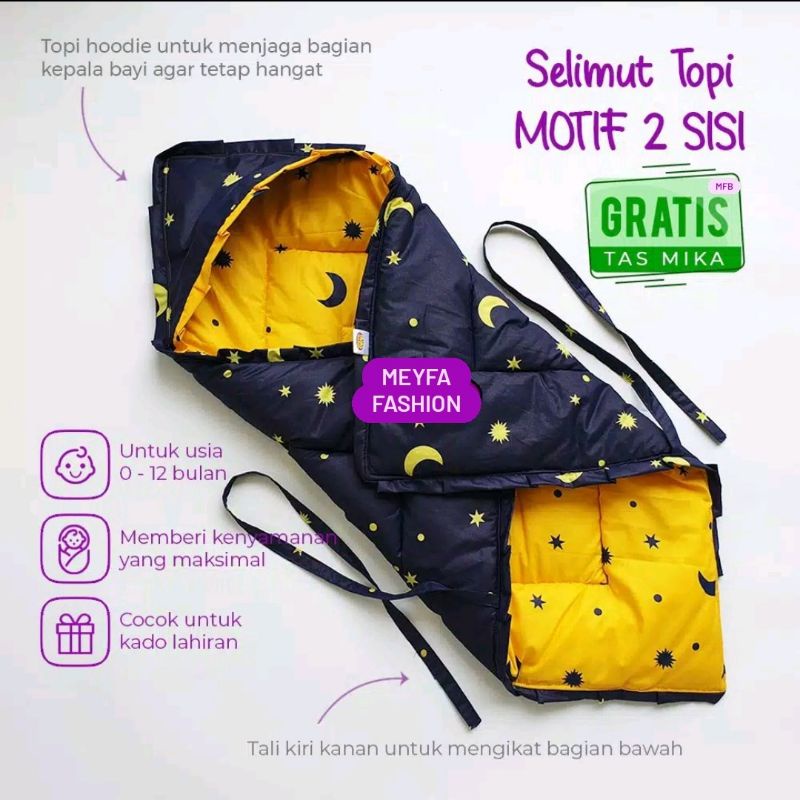 Selimut Topi Bayi / Hoodie Blanket Free Tas Mika