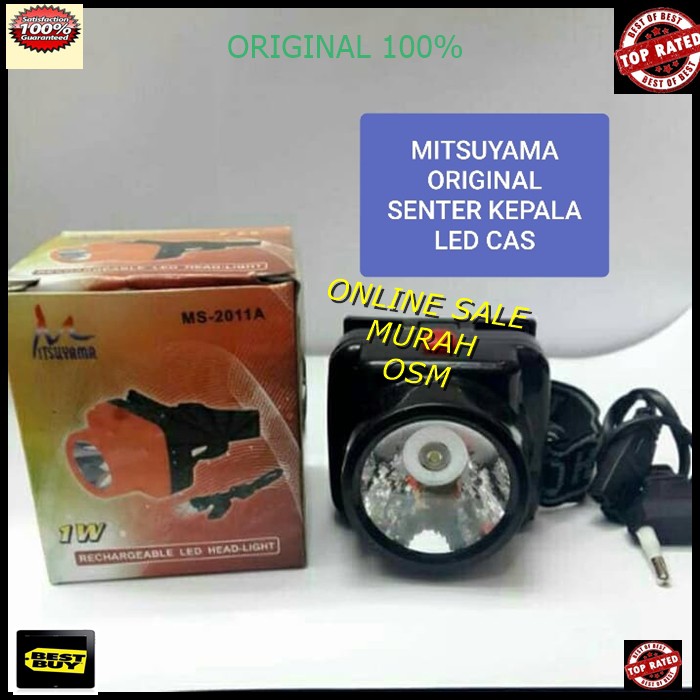 original senter kepala pala cas casan baterai putih led sinar cahaya terang lampu lamp ASLI LGS