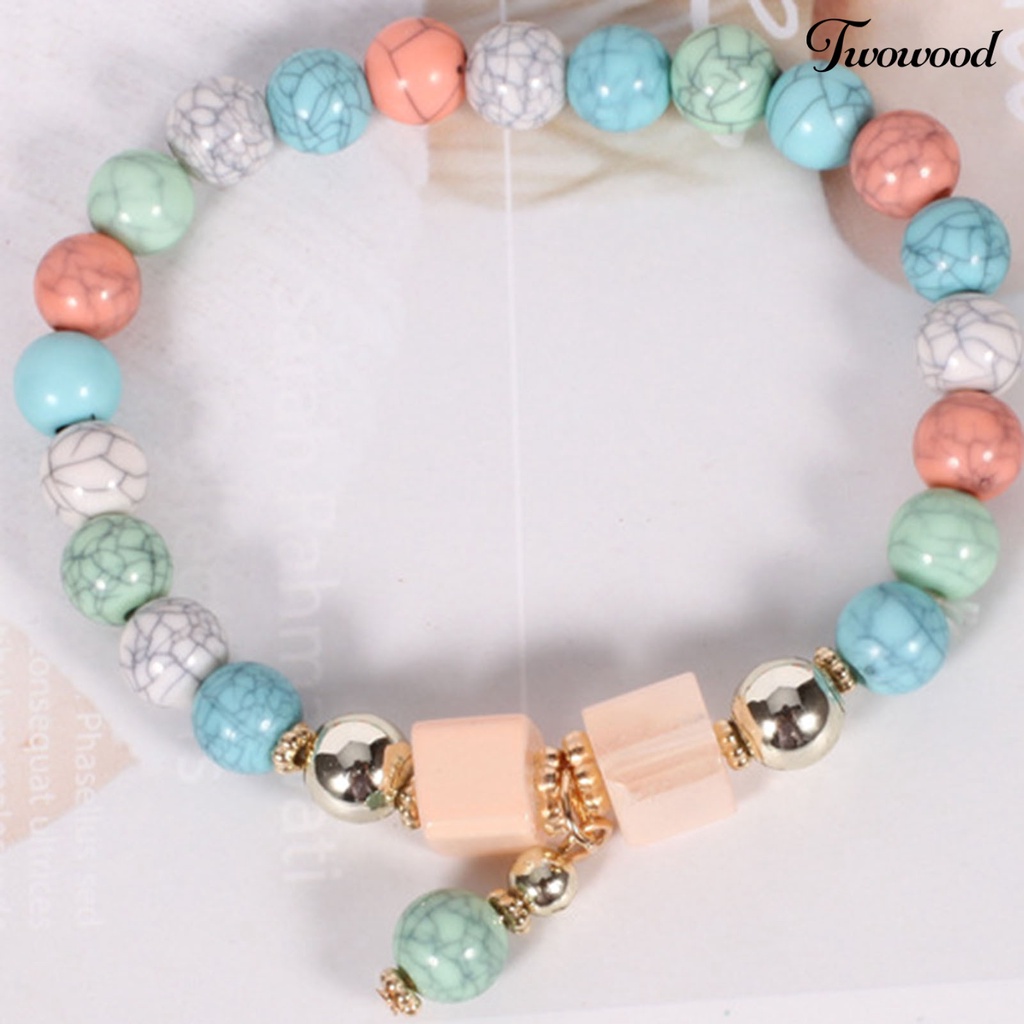 Twowood 8Pcs/Set Elastic Rope Multilayer Women Bracelets Exquisite Women Bohemia Handmade Beads Bracelets Jewelry Accessory