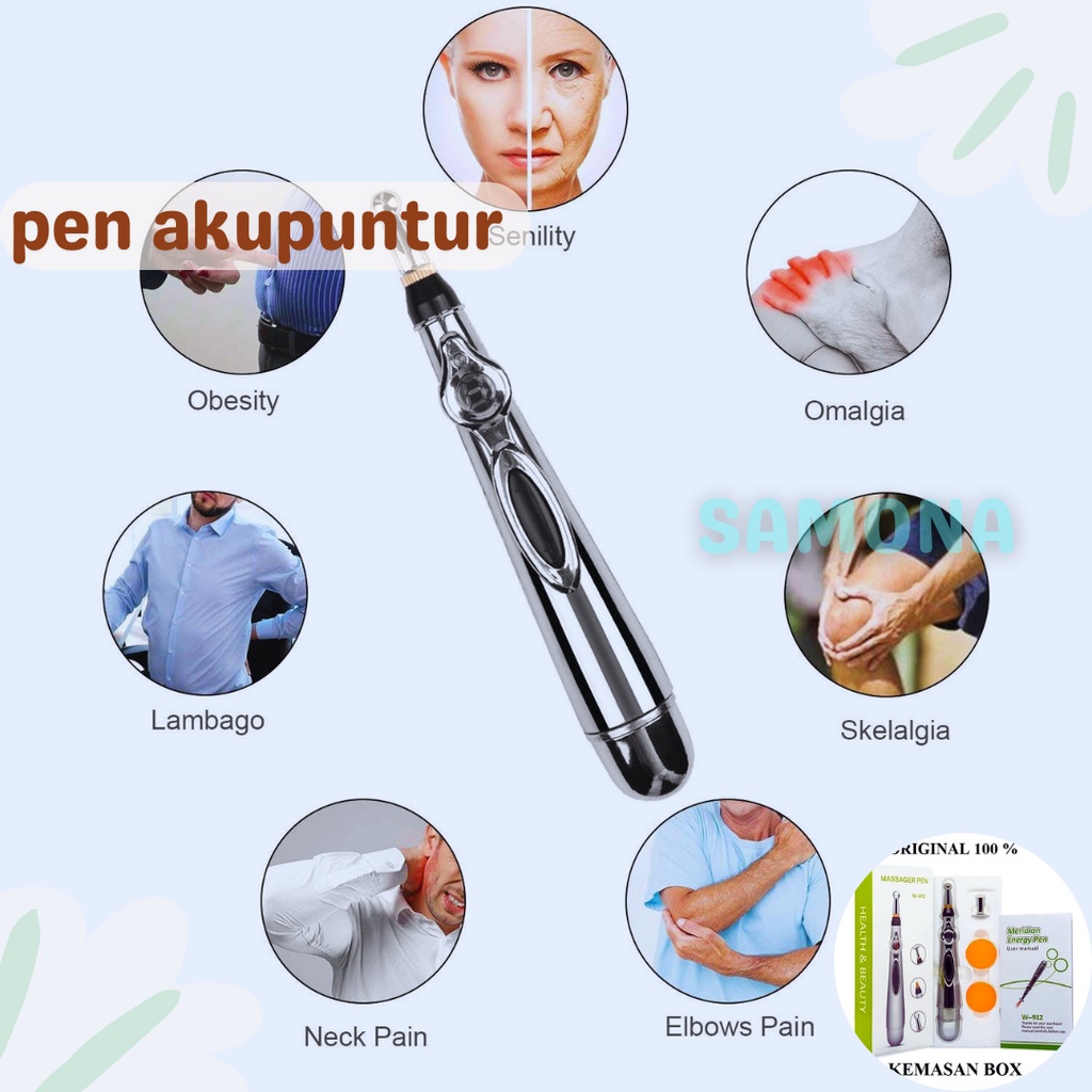 SAMONA Pena Akupuntur Alat Terapi Kesehatan Pulpen Therapy Pijat Refleksi Multifungsi