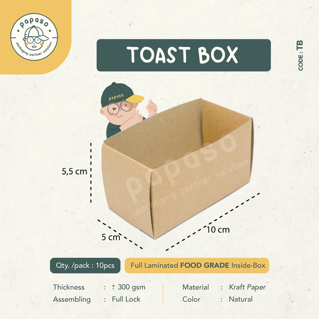 

Box Roti / Toast Box / Kotak Roti (TB) Kraft Full Laminating 1 Sisi Dalam (Min. Order 1pack/10pcs)