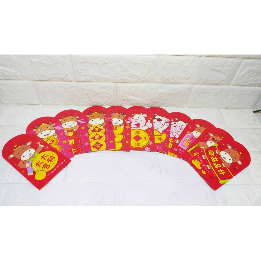 Angpao sedang happy moo mix cantik lucu ceria isi 12 pcs