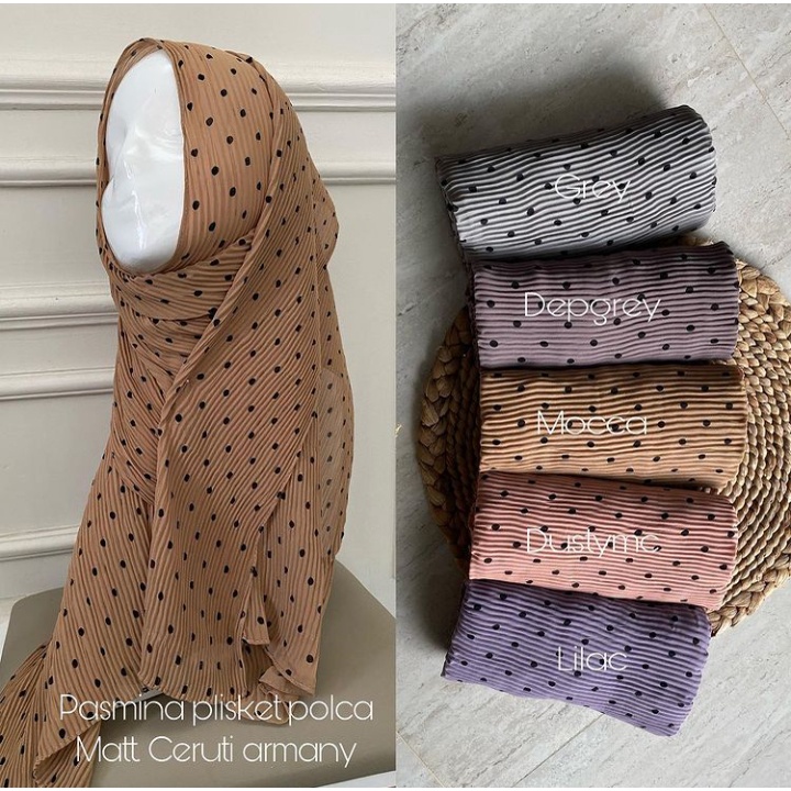 Pashmina Plisket Polkadot / Pashmina Plisket Polkadot Ceruty / Pashmina Plisket Full