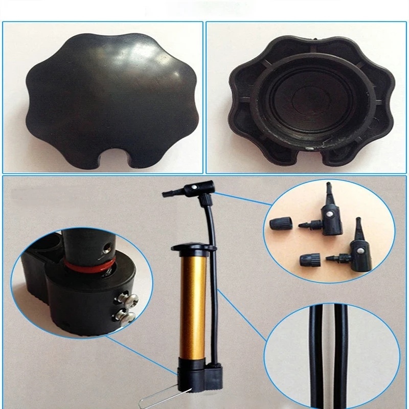 (1 Set Pompa Angin Manual Mini Portable Dengan Adapter Jarum Untuk Ban Sepeda / Bola Sepak / Basket