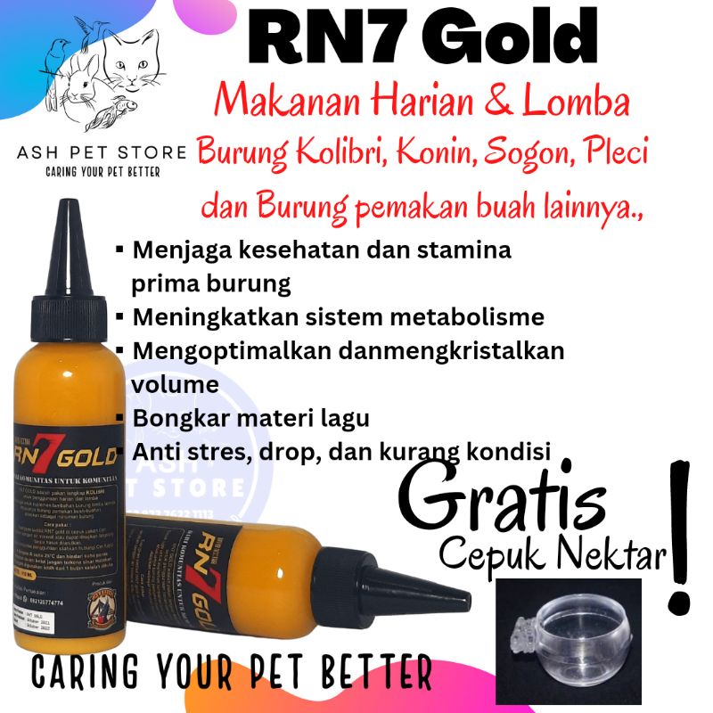 Nektar Terbaik RN7 GOLD Pakan Harian dan Lomba Burung Konin Pleci Sogon Kolibri serta burung pamakan