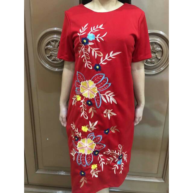 Dress scuba full bordir xing lung