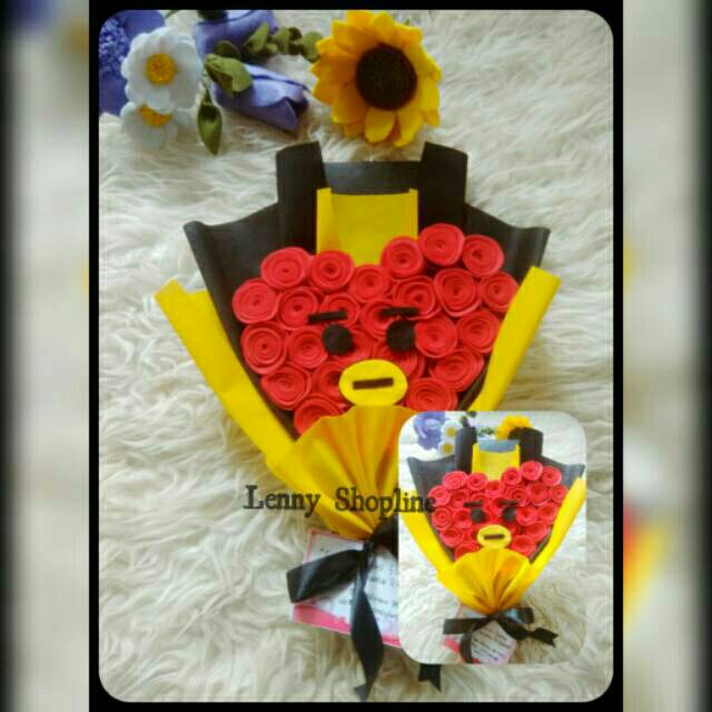 BUKET BUNGA TATA KARAKTER/BUKET BT21/BTS21/BUKET HADIAH/BUKET WISUDA