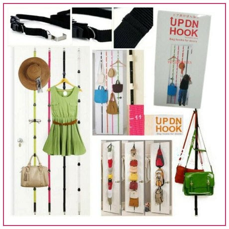 UP DN HOOK Hanger Gantungan Baju Tas Topi Pintu Rack Organizer Fashion