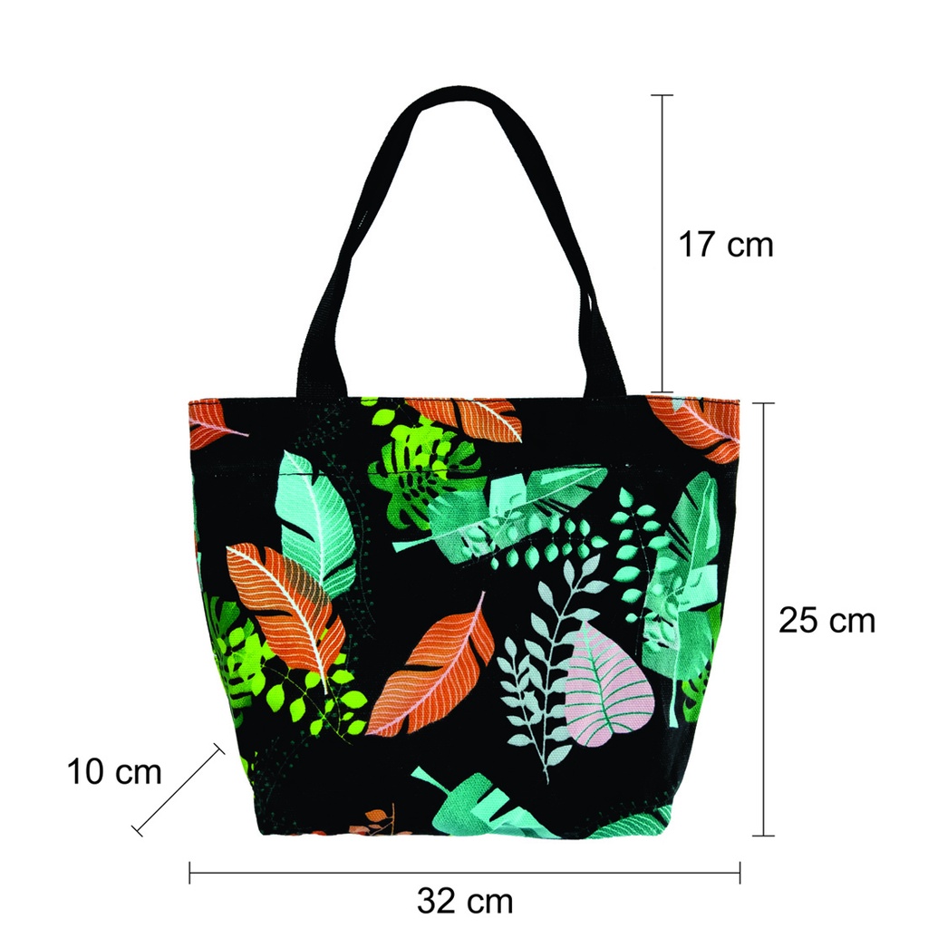 TAS KANVAS HAND BAG TAS TANGAN TOTE BAG BAHAN KAIN KANVAS TEBAL DENGAN RITSLETING MOTIF HND-13