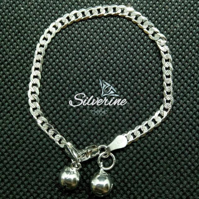 Silver 925 GELANG ANAK SISIK NAGA PERAK LAPIS EMAS PUTIH RHODIUM