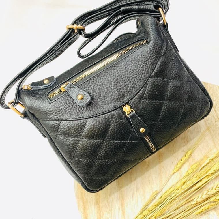 Tas Selempang Slingbag Wanita Papirut Tas Kulit Asli Garut Premium Ukuran S F05