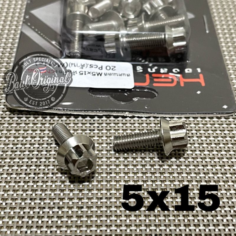 baut probolt 5x15 drat 8 panjang 1.5 cm new model CNC 5G gear 2 kunci original heng