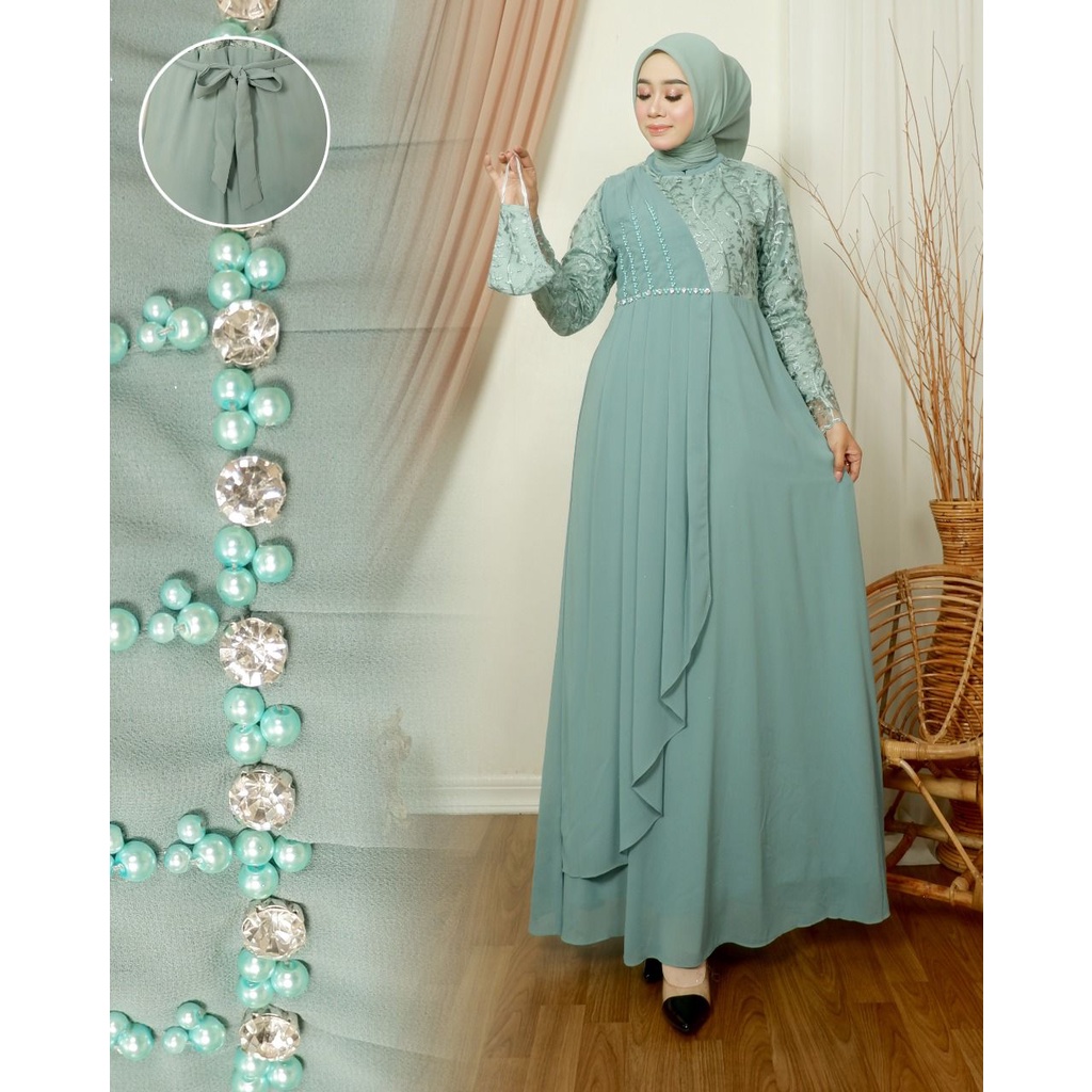 Gamis Amirra || [COD] Bayar di Tempat || Gamis Wisuda Remaja Terbaru || Terlaris Gamis Pesta Tille Tuton Premium Kombinasi Cerutty || Gamis Seragam Pesta Modern 2022