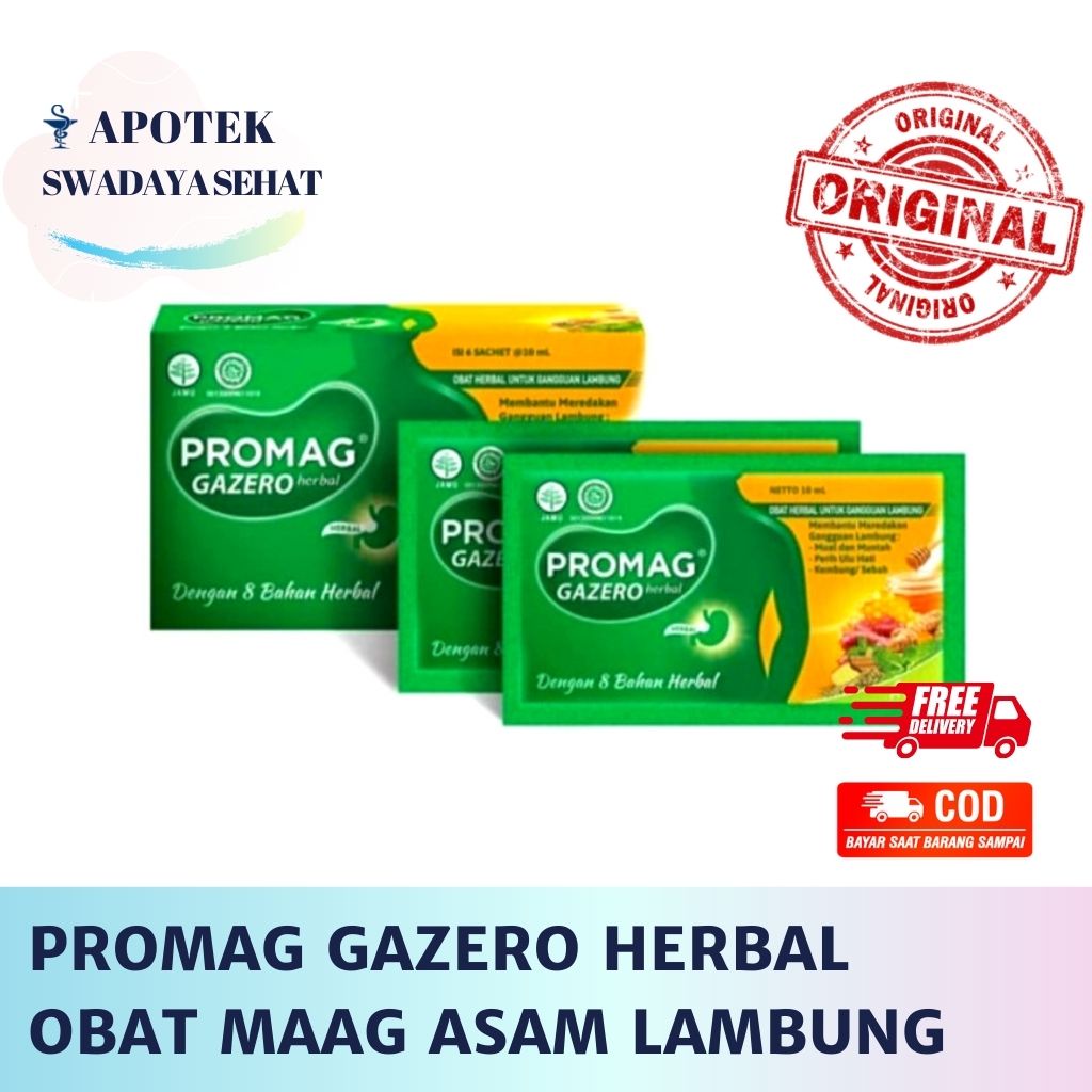 PROMAG GAZERO BOX - Herbal Obat Sakit Maag Nyeri Perut Asam Lambung Kembung Sachet