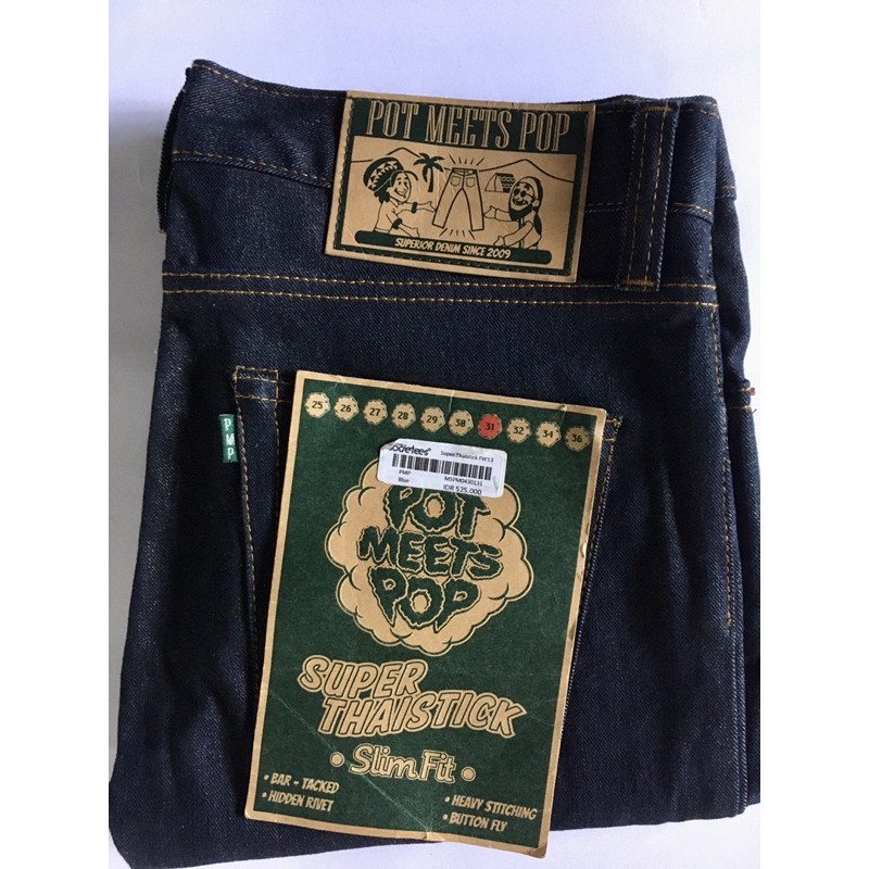 Pmp Denim Pot Meets Pop Jeans Super Thaistick non Selvedge Selvage Raw Dry Baru BNWT