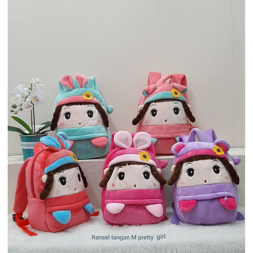 Ransel tangan size M pretty girl/ransel karakter/ransel anak/ransel pretty girl kepang/hadiah kado