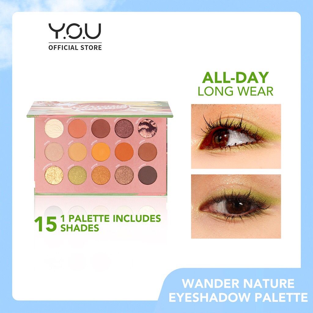 BPOM YOU Colorland Wander Nature Eyeshadow Palette|15 shades High-Impact All Day Long Wear Extreme Blendability Eyeshadow Perias Mata